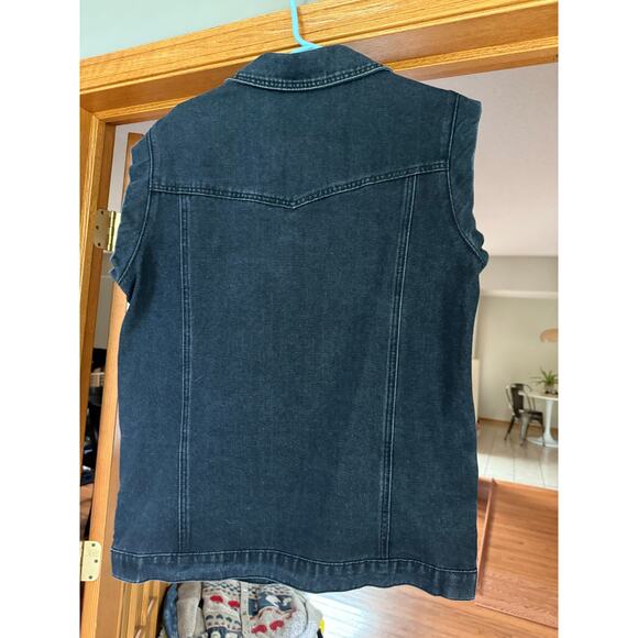 Dark gray wash vintage inspired sleeveless chore jacket women’s plus size 2X - Picture 4 of 10